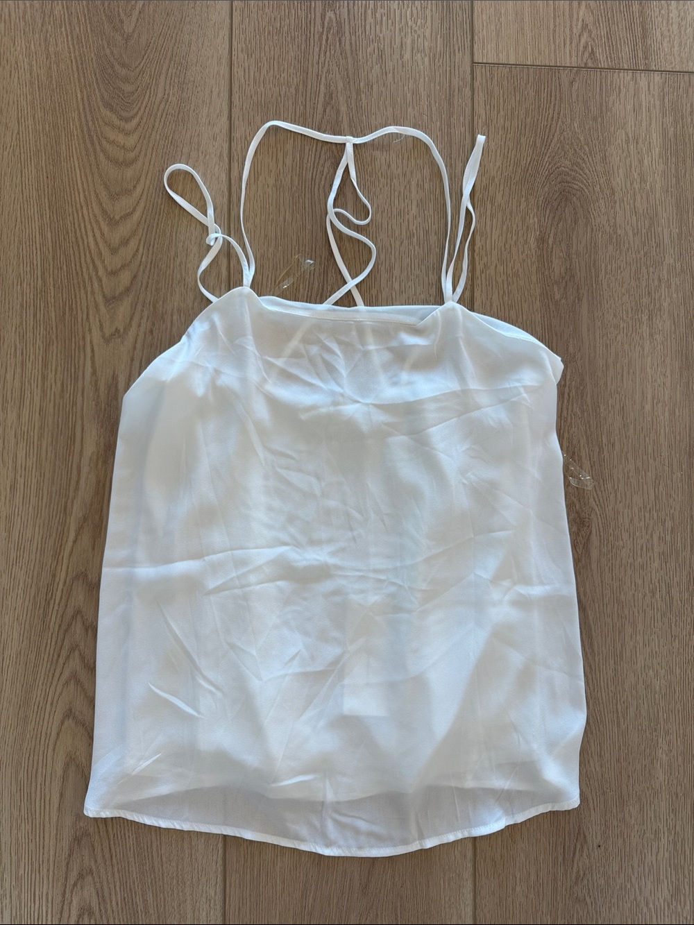 Lush White Satin Spaghetti Strap Cami